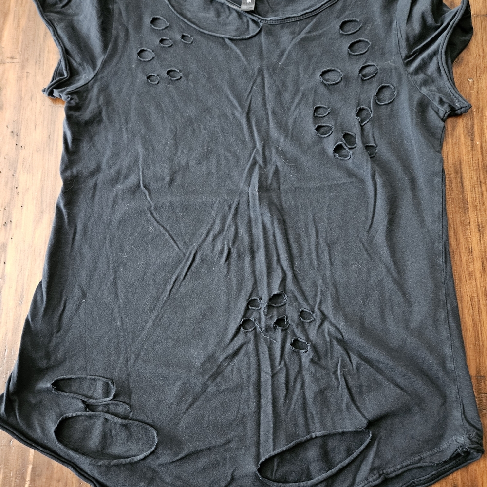 Venti6 Stylish Black Distressed Women's Top